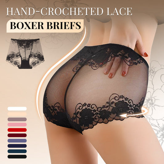 🌸60% 0FF🧶 Women's Hand-Crocheted Lace High-Rise Boxer Briefs – Breathable, Vintage Style & Comfortable Fit 🌸