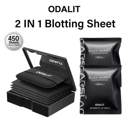 ✨️BUY 1 GET 1 FREE✨️Black Magnet Oil Blotting Setting Sheet With Powder More Control Oil Keep Fresh 2 IN 1 Blotting Sheet