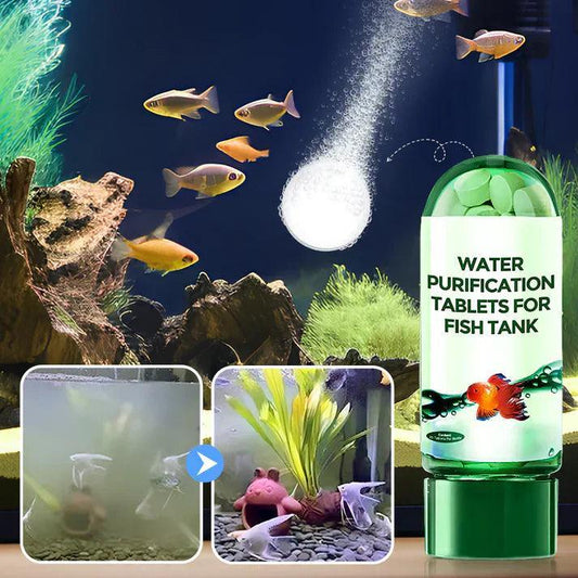 🐟 BUY 1, GET 1 FREE! 💧 Aquarium Water Purification Tablet – Eliminates Impurities, Balances pH & Gentle on Fish 🧪