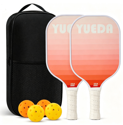🥎50% OFF NOW! Gradient Pink Pickleball Set – 2 Pickleball Paddles + 4 Pickle Balls + Portable Carry Bag, USAPA Approved Lightweight Fiberglass Pickleball Rackets for Indoor Outdoor Game for Beginners & Adults