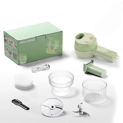 🏆 LIMITED-TIME 50% OFF! 🥕4‑in‑1 Handheld Electric Food Chopper‑ USB Rechargeable Mini Blender with Open Feeding Port, Portable Wireless Processor for Vegetables, Meat & Garlic