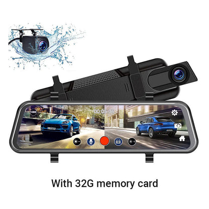 👁️10-inch Rearview Camera & Dashcam with Full Touchscreen – 1080P HD Night Vision, Dual Lens – Ideal for Safe Driving & Parking🚗📹