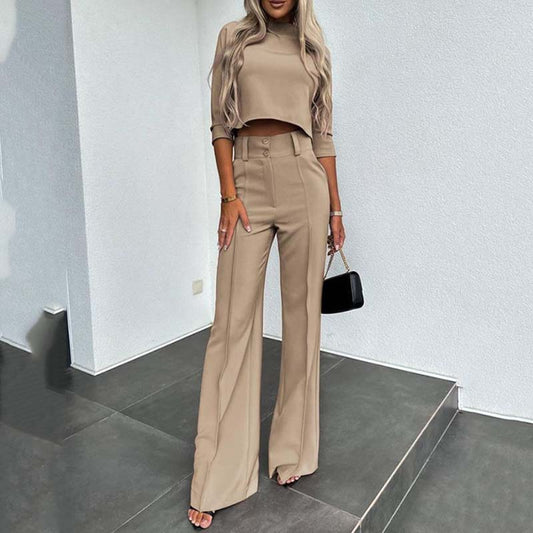 👚 60% OFF! 🎉 Women's Crop Top and Wide Leg Pants Set – Elegant, Comfortable & Trendy 👖📦