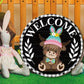 🐇SPRING 2026 HOT SELLER💥Highland Cow Sign Interchangeable Welcome Sign with Magnet Detachable Hats Cute Cattle Hanging