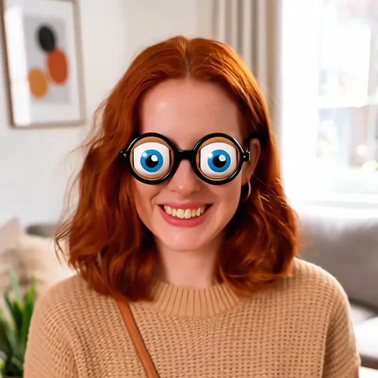 👀 Pull-String Eye-Movement Glasses | 🎉 Birthday Parties / Costume Parties / Holiday Gatherings – Control the blinking with a pull-string under the chin to crack everyone up