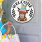 🐇SPRING 2026 HOT SELLER💥Highland Cow Sign Interchangeable Welcome Sign with Magnet Detachable Hats Cute Cattle Hanging