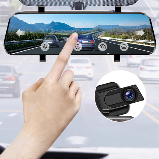 👁️10-inch Rearview Camera & Dashcam with Full Touchscreen – 1080P HD Night Vision, Dual Lens – Ideal for Safe Driving & Parking🚗📹