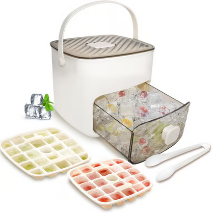 🧊Ice Maker🔘Press-type demolding, with lid to prevent odors, stackable to save space, comes with ice tongs, clean and hygienic🏠