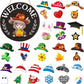 🐇SPRING 2026 HOT SELLER💥Highland Cow Sign Interchangeable Welcome Sign with Magnet Detachable Hats Cute Cattle Hanging