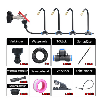 Smart Sprinkler Kit ✨ Adjustable Nozzles | Flexible Metal Hose | Pole-Mountable | Versatile Functionality | Ideal for Gardens, Patios, & Greenhouses 🌿