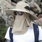 Outdoor professional sun hat 🛡️ UPF50+ wide brim + face mask, breathable design, sun and insect protection, the first choice for summer hiking 🥾