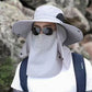 Outdoor professional sun hat 🛡️ UPF50+ wide brim + face mask, breathable design, sun and insect protection, the first choice for summer hiking 🥾