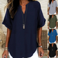 👚60% OFF! 🔥Fashion Loose Short Sleeve Top – Notched V-Neck, Asymmetrical Hem & Lightweight Fabric (5 Colors, S–2XL) 👕🌸