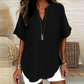 👚60% OFF! 🔥Fashion Loose Short Sleeve Top – Notched V-Neck, Asymmetrical Hem & Lightweight Fabric (5 Colors, S–2XL) 👕🌸
