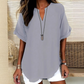 👚60% OFF! 🔥Fashion Loose Short Sleeve Top – Notched V-Neck, Asymmetrical Hem & Lightweight Fabric (5 Colors, S–2XL) 👕🌸