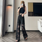 💜 LAST DAY PROMOTION - 60%OFF 💜Women’s Spliced Hot Rhinestones Printing Hollow Pants