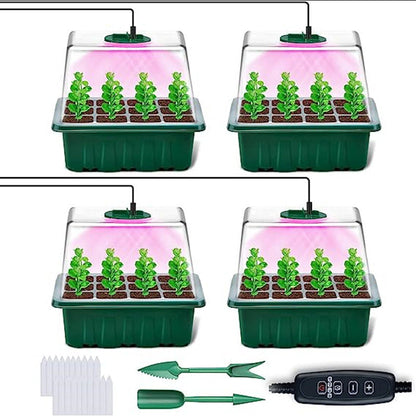 💎60% OFF! 💎 Germination Trays with Grow Light – Humidity Control, Transparent & Full-Spectrum Light 🌱💡