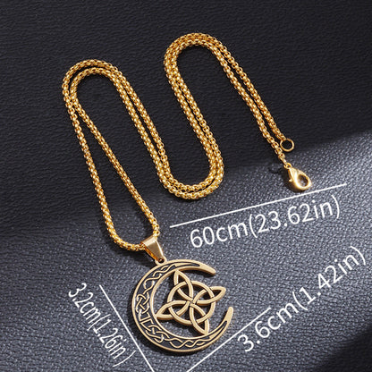 🌙 60% OFF NOW! ⭐ Celtic Moon Pendant Necklace - Stainless Steel & Adjustable Chain, Perfect Unisex Gift ✨