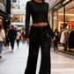 💖LAST DAY SALE 60% OFF🥰Women's Sequin Sparkle Wide Leg Pants with Elastic Waistband