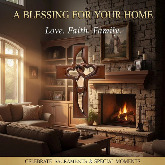 🎉60% OFF - Wooden Cross with Intertwined Hearts ✝️ Unique hand-carved wedding gift with intertwined hearts and spiritual meaning! ❤️