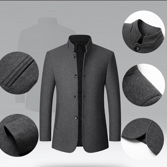 🔥2026 Hot Item! The wool jacket that dads are going crazy for🌟 Zhongshan stand-up collar warrior coat❄️ Warm and stylish!