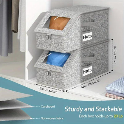 🧢60% OFF! 🎉 Stackable Cap Storage Boxes – Space Saving, Dustproof & Transparent Sides 📦📦