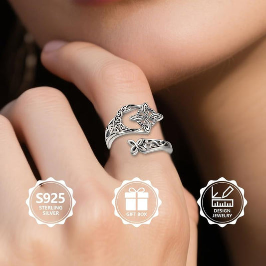 🪢 60% OFF! 🪙 Open Ring in Sterling Silver S925 – Celtic Knot, Adjustable & Timeless Design ✨