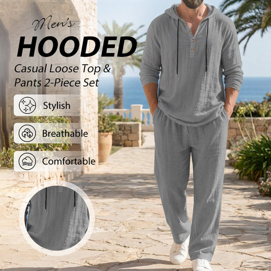 🔈🔈LIMITED TIME OFFER - 60% OFF🔥Men's Hooded Casual Loose Top & Pants 2-Piece Set
