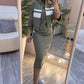 ❄️LAST DAY PROMOTION - 60%OFF 💖 Women's Stand Collar Jacket & Dress Set