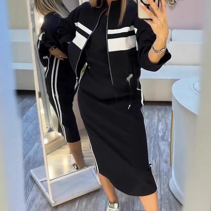 ❄️LAST DAY PROMOTION - 60%OFF 💖 Women's Stand Collar Jacket & Dress Set