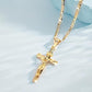 ✝️ 60% OFF! ✨ Gold Crucifix Necklace – Detailed INRI Motif, Adjustable Figaro Chain & Sparkling Finish 💛