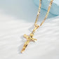 ✝️ 60% OFF! ✨ Gold Crucifix Necklace – Detailed INRI Motif, Adjustable Figaro Chain & Sparkling Finish 💛