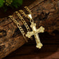 ✝️ 60% OFF! ✨ Gold Crucifix Necklace – Detailed INRI Motif, Adjustable Figaro Chain & Sparkling Finish 💛