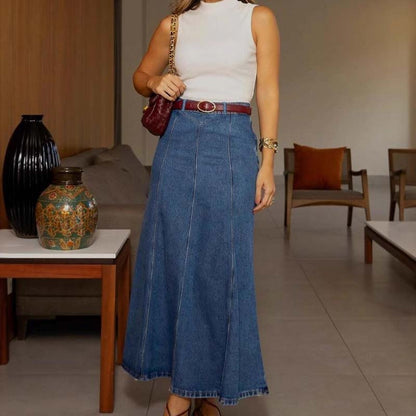 👗 60% OFF NOW! ✨ Women‘s High-Waist A-Line Denim Maxi Skirt – Flattering Fit, Stretchy Comfort & Versatile Style 👖
