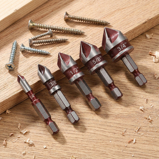 🛠️60% OFF NOW! 🔩 Countersink Drill Bit Set for Woodworking (5PCS/3PCS) – Clean Flush Holes, Durable & Time-Saving ⚙️