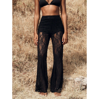 🔈🔈60% OFF!👖Elegant flared lace trousers with a high waist – Integrated shorts lining & boho chic for summer and festivals 🌸