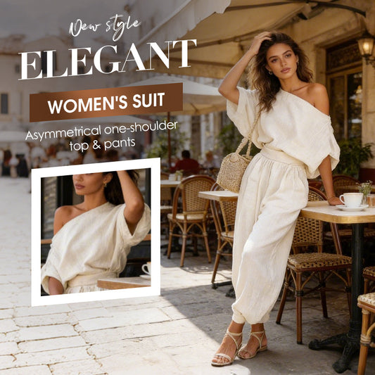 🎁NEW ARRIVAL 60% OFF💥Women's Asymmetrical One-Shoulder Top & Pants Set