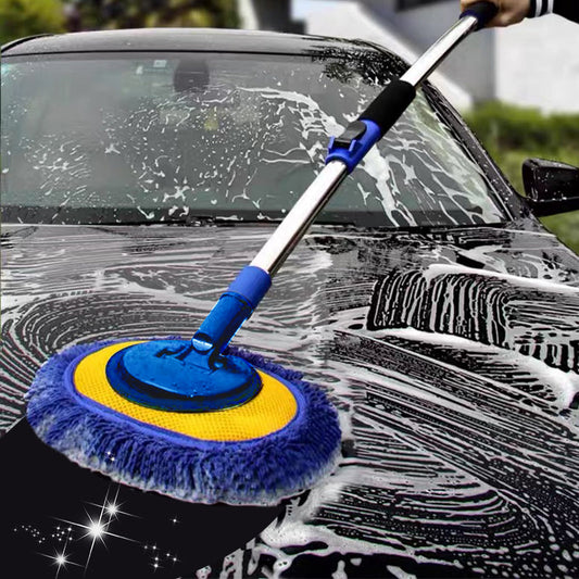 🚗60% OFF NOW! 🧽 Durable Aluminum Long Handle Telescopic Car Wash Mop – Soft Microfiber, Scratch-Free & Adjustable Length ✨