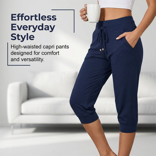 👖60% OFF! 🔥Drawstring Waist Cropped Sweatpants – Soft Polyester, Capri-Length & Side Pockets (6 Colors, S–3XL) 👖🌸