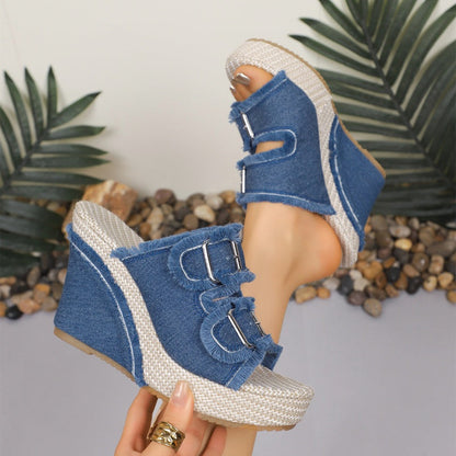 👡2026 SUMMER SALE🔥Women's Casual Denim Platform Slide Sandals