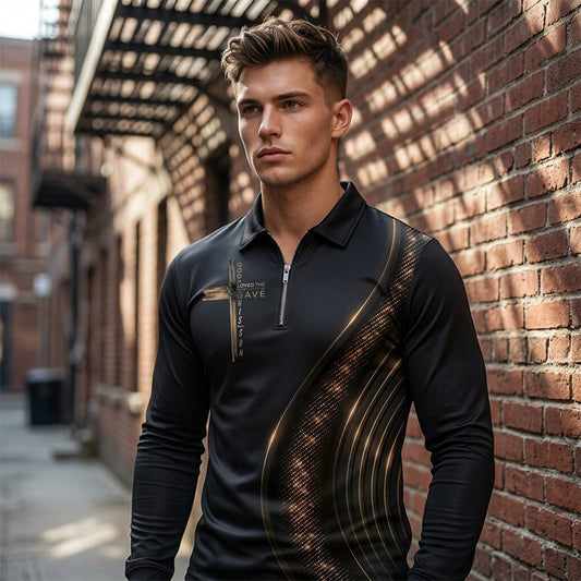 🎁NEW ARRIVAL 60% OFF💥Men's Casual Retro Long Sleeve Zip-Up Polo Shirt