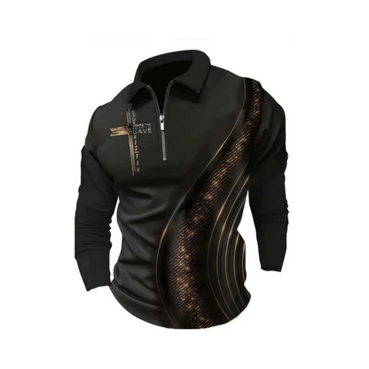 🎁NEW ARRIVAL 60% OFF💥Men's Casual Retro Long Sleeve Zip-Up Polo Shirt