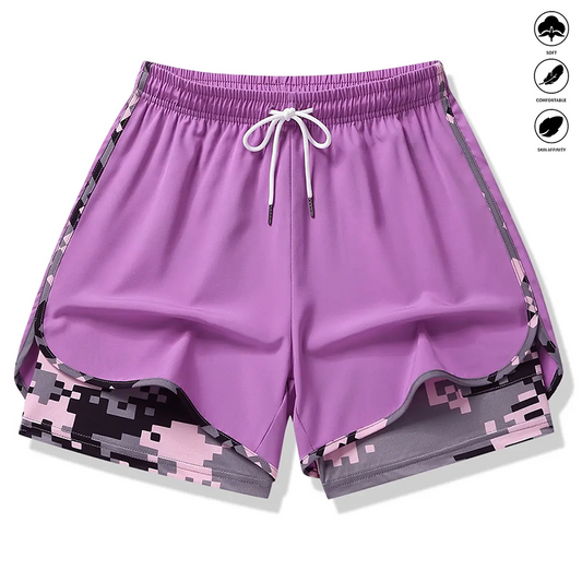🏃‍60% ON 2-IN-1 ATHLETIC SHORTS! 🔥 Breathable Fabric, Camo Liner & Pockets for Women🏃‍♀️✨