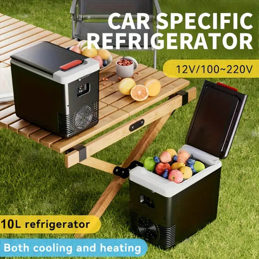 Portable car cooler/heater 🧊 20℃ temperature difference, powerful cooling/heating ♨️ Can hold 6 bottles of water + snacks 🍎 Quiet operation at only 45 decibels 🔇 An essential for outdoor use ⛺