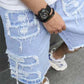 🔥60% OFF NOW!🔥Men's Ripped Denim Shorts with Frayed Details