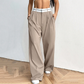 Stylish wide-leg pants 💃 Color-blocked waistband + high waistline ✨ Perfect for work or shopping 👜