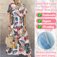 Retro floral print maxi dress 🌼 Round neck, short sleeves, loose and flowing, makes you look like you've stepped out of a garden 🌿