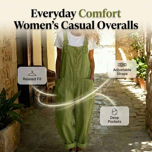 👖60% OFF NOW! 🌿 Women's Casual Button-Front Overalls – Adjustable Straps, Breathable Fabric & Relaxed Fit ✨