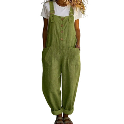 👖60% OFF NOW! 🌿 Women's Casual Button-Front Overalls – Adjustable Straps, Breathable Fabric & Relaxed Fit ✨