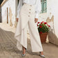 Asymmetrical wrap jeans 👖 Combining culottes and pants, high-waisted to elongate legs, wide-leg and flowy, with diagonally arranged buttons—instantly transform into a fashionista! ✨